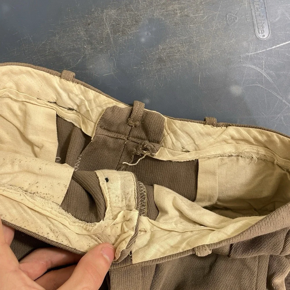 Antique 30s 40s Cotton Whipcord Pants Mens 29x29 Button Fly True Vtg Pleated